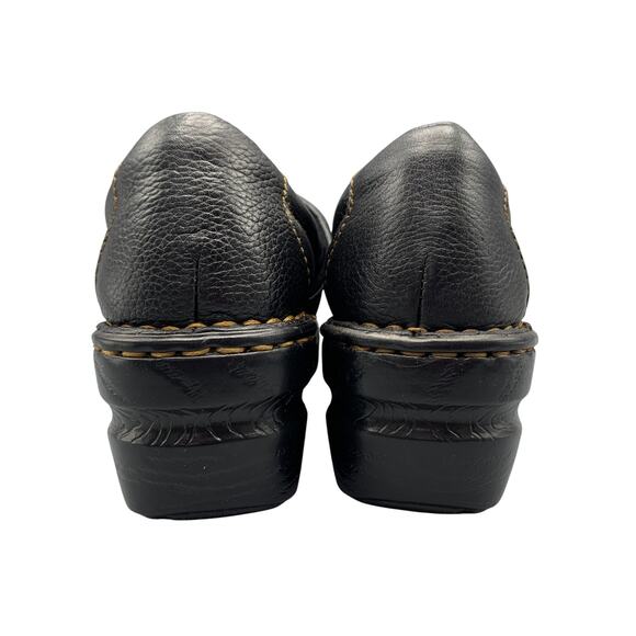 Born BOC Peggy Clogs Size 8 Pebbled Leather Slip On Casual Comfort Black Womens - Picture 5 of 11